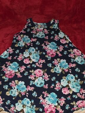 Pomelo Navy Floral Tank Dress with Pink & Turquoise Roses